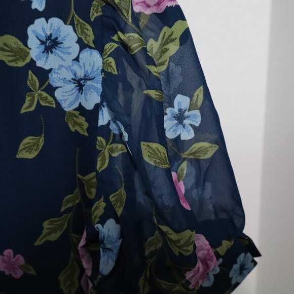 Girls Midi Navy Dress Size Medium (7-8) Floral Print Zac Kids - Picture 4 of 6